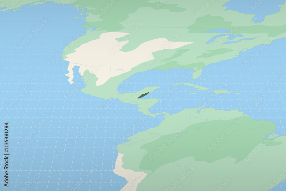 Obraz premium Belize highlighted on a detailed map, geographic location of Belize.