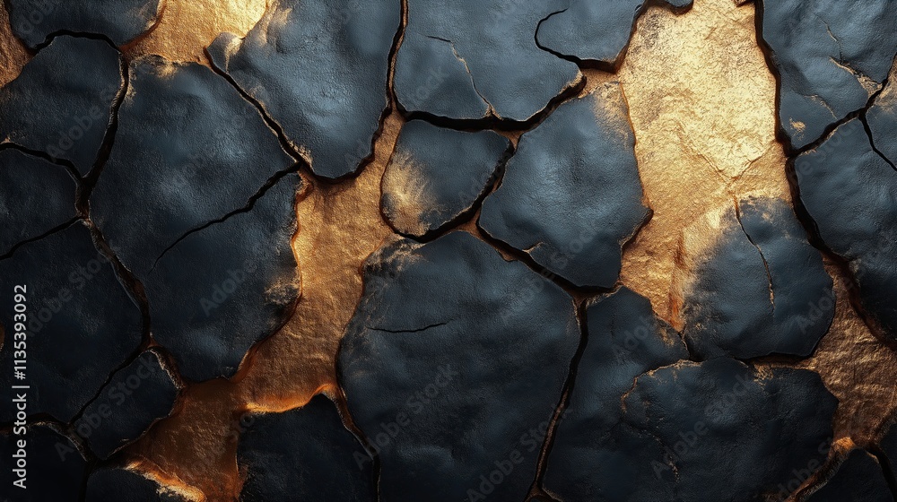 Cracked Black and Gold Surface Texture Background Cracked Black and Gold Surface Texture Background
