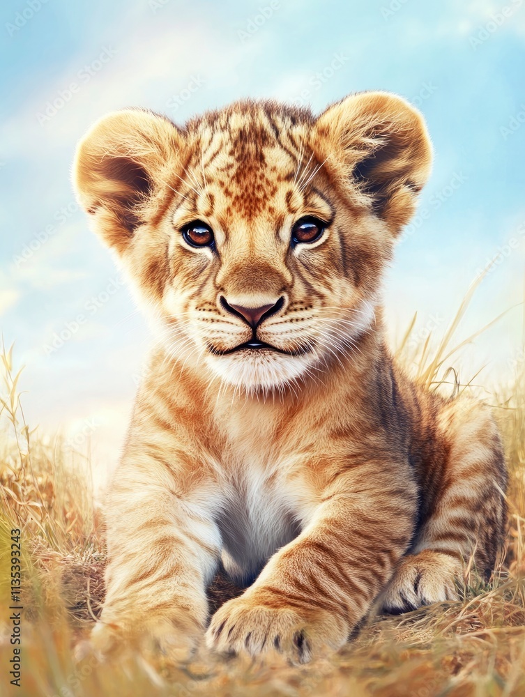 Obraz premium Lion cub Poster background