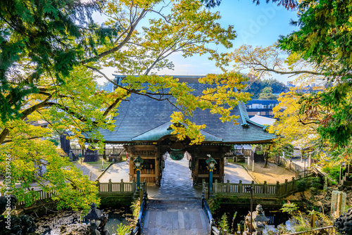 秋の成田山新勝寺　仁王門　千葉県成田市　Naritasan Shinshoji Temple in autumn. Niomon. Chiba Pref, Narita City. photo