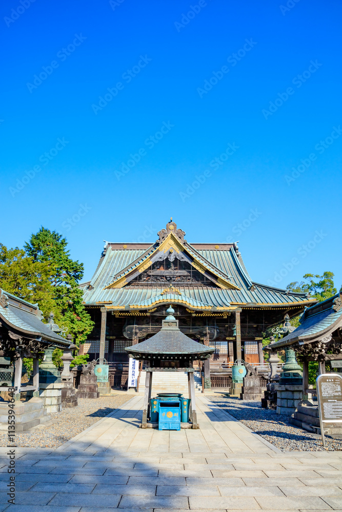 秋の成田山新勝寺 釈迦堂 千葉県成田市 Naritasan Shinshoji Temple in autumn. Shakado. Chiba Pref, Narita City. 秋の成田山新勝寺 釈迦堂 千葉県成田市 Naritasan Shinshoji Temple in autumn. Shakado. Chiba Pref, Narita City.