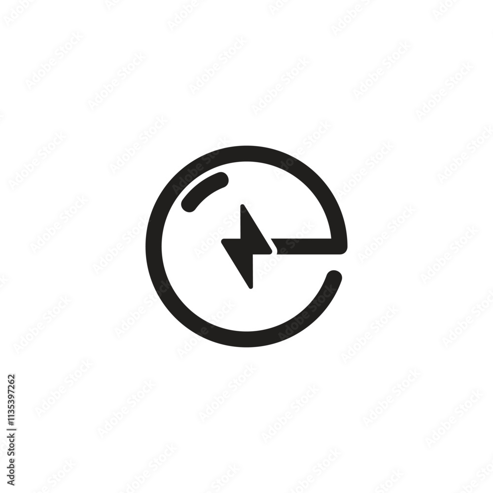 letter e thunder bolt energy circle simple logo vector letter e thunder bolt energy circle simple logo vector