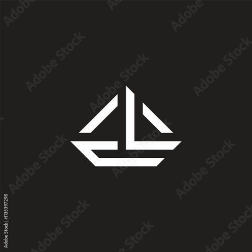 letters l ship boat simple line logo vector