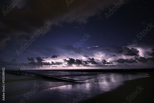 Fotografia Gewitter bei Nacht am Meer
