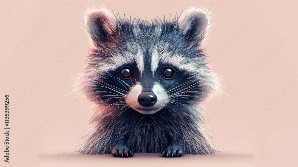 Closeup portrait of a curious raccoon with large black eyes pointed nose and gray and black fur standing in a natural woodland setting The raccoon has a mischievous Closeup portrait of a curious raccoon with large black eyes pointed nose and gray and black fur standing in a natural woodland setting The raccoon has a mischievous