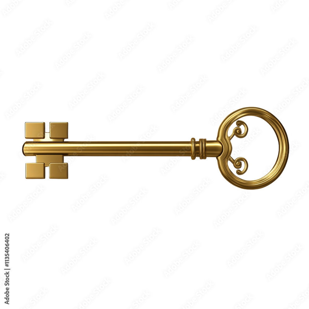 a golden key 3d render icon isolated on transparent background cutout a golden key 3d render icon isolated on transparent background cutout