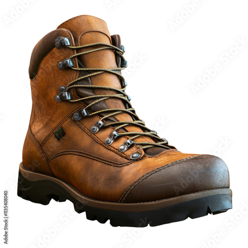 a brown hiking boot 3d render icon isolated on transparent background cutout photo