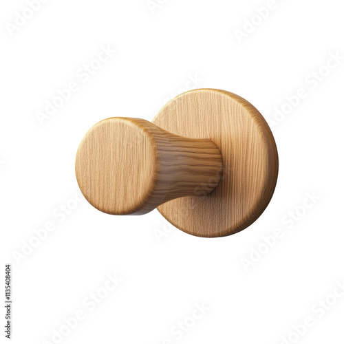 a minimalist wooden coat hook with a smooth cylindrical design and a natural finish, isolated on transparent background png photo