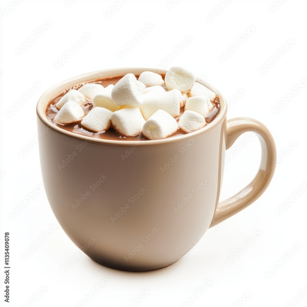 Hot cocoa mug with marshmallows isolated on white background Hot cocoa mug with marshmallows isolated on white background