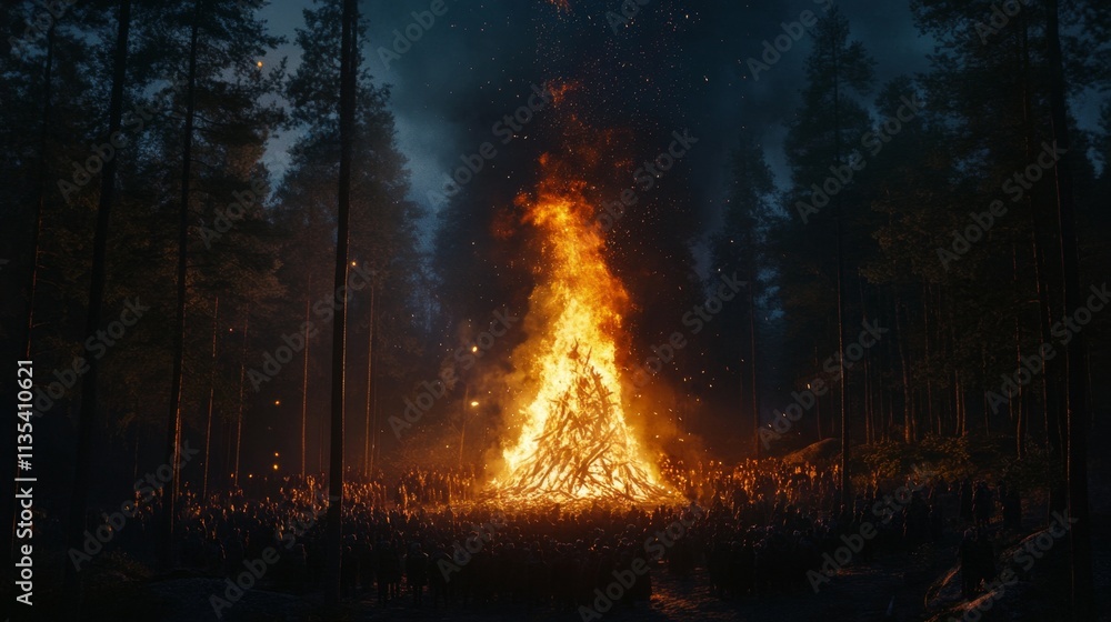 Enthralling Bonfire in the Forest at Night Enthralling Bonfire in the Forest at Night