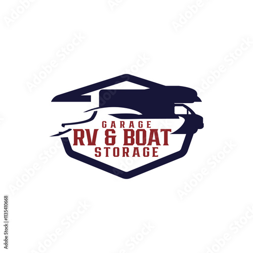 RV Boat Vehicle Self Storage Rental Facility Parking Logo Template Vector