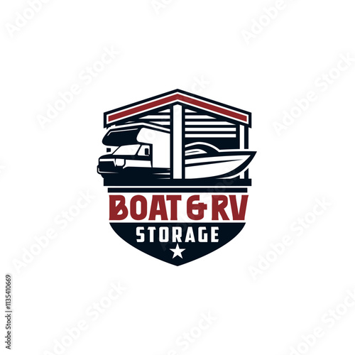 RV Boat Vehicle Self Storage Rental Facility Parking Logo Template Vector