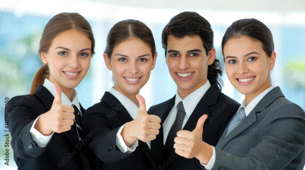 Young entrepreneurs celebrate success with thumbs up, showcasing confidence and camaraderie in the business world. Young entrepreneurs celebrate success with thumbs up, showcasing confidence and camaraderie in the business world.