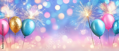 Wallpaper Mural Colorful Party Balloons with Sparklers and Bokeh Background for Festive Celebrations Torontodigital.ca