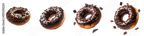 Wallpaper Mural Chocolate Donuts with Sprinkles and Chocolate Chips in Various Angles – Isolated on Transparent Background Torontodigital.ca
