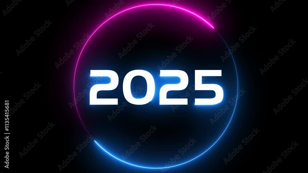 happy new year 2025 background. Neon text calendar 2025 animation. happy new year 2025 background. Neon text calendar 2025 animation.