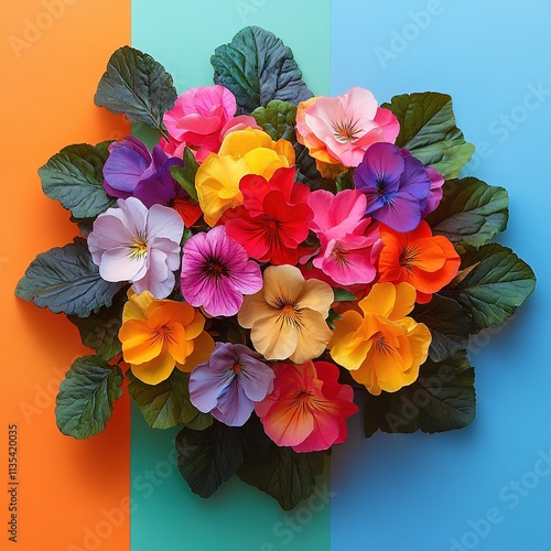 Wallpaper Mural Vibrant flower arrangement on colorful background floral art home decor bright environment aesthetic view nature inspiration Torontodigital.ca