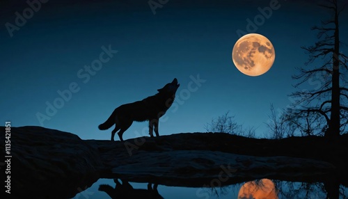 wolf howling at the moon