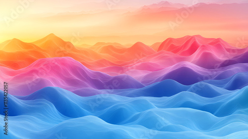 Abstract Colorful Mountain Range Landscape Illustration