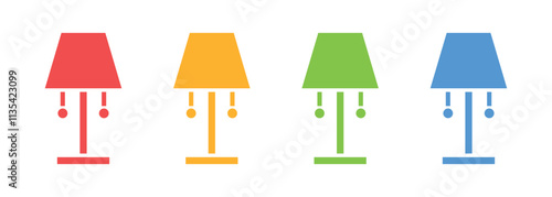 Vector Night Lamp Icons. Table Lamp Icons. Study Lamp Symbols