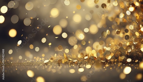 Falling bright Gold Glitter confetti celebration sparkling abstract holiday blur defocused illustration