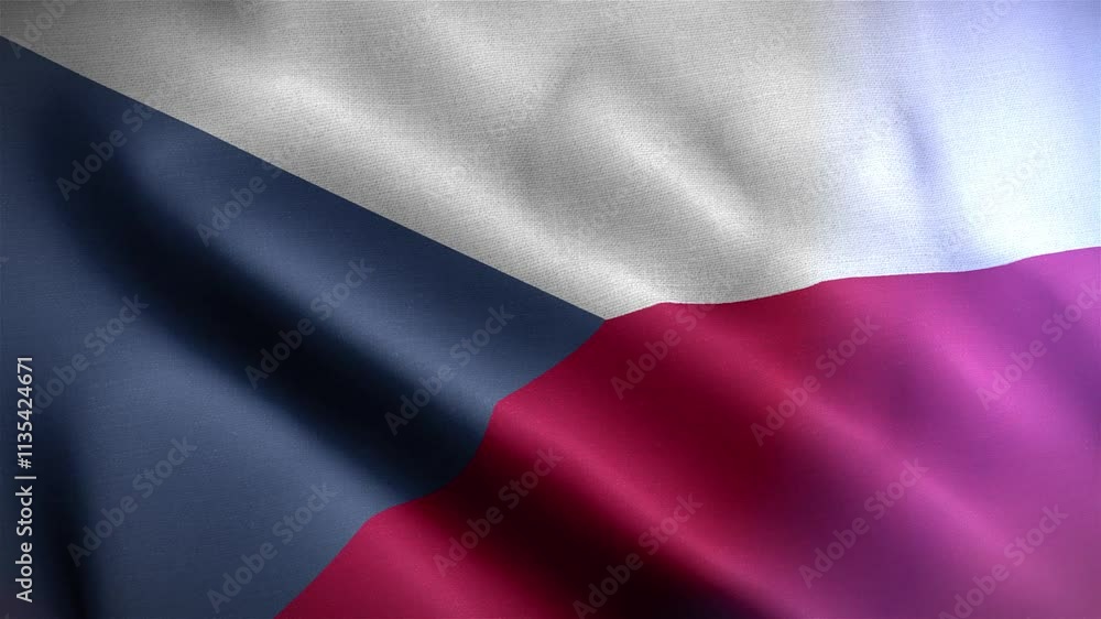 Czech Republic Wavy Flag in the Wind in Slow Motion Waving Official Flag Czech Republic Wavy Flag in the Wind in Slow Motion Waving Official Flag