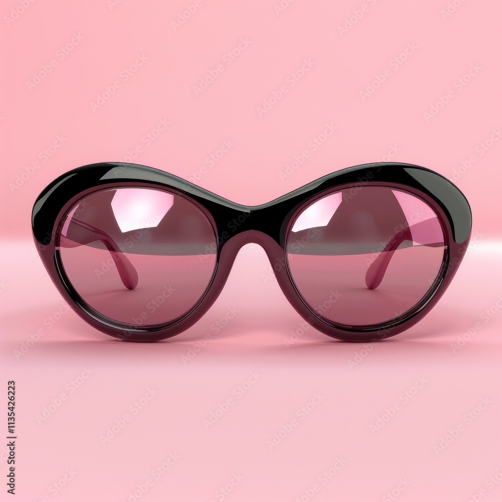 Fashionable Oversized Black Sunglasses with Trendy Design Against Minimalist Pink Background Luxury Accessory Concept Fashionable Oversized Black Sunglasses with Trendy Design Against Minimalist Pink Background Luxury Accessory Concept