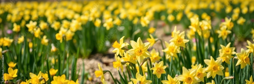 A beautiful field filled with vibrant yellow daffodil flowers under the bright sun, landscape, field, daffodils A beautiful field filled with vibrant yellow daffodil flowers under the bright sun, landscape, field, daffodils