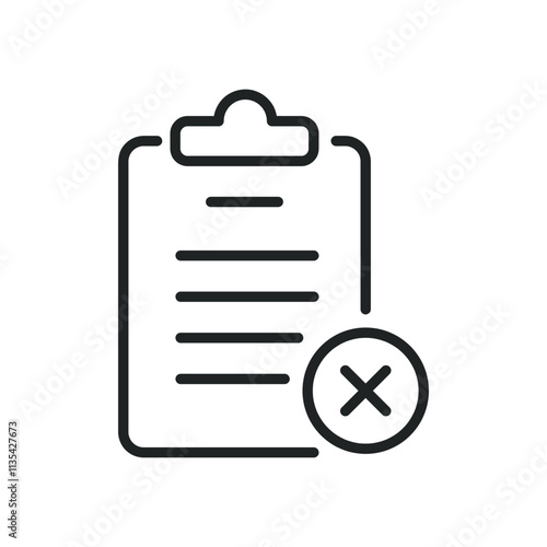 Clipboard, rejected thin line icons. Editable stroke and Perfect pixel on transparent background