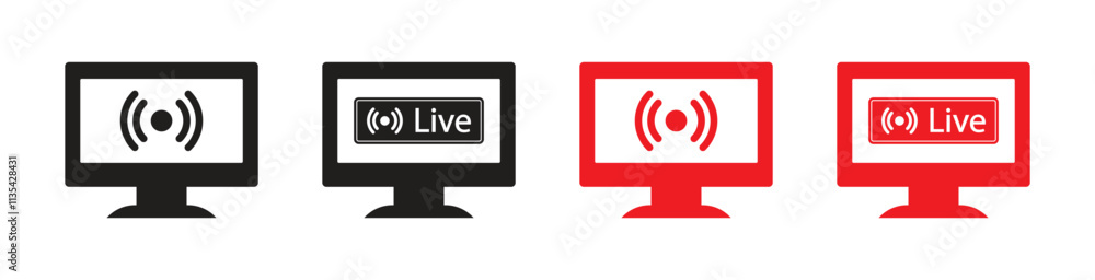 Vector Monitor Live Icon Set. Live Buttons Vector Monitor Live Icon Set. Live Buttons