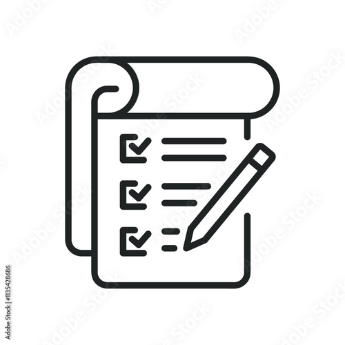 Clipboard, checklist thin line icons. Editable stroke and Perfect pixel on transparent background