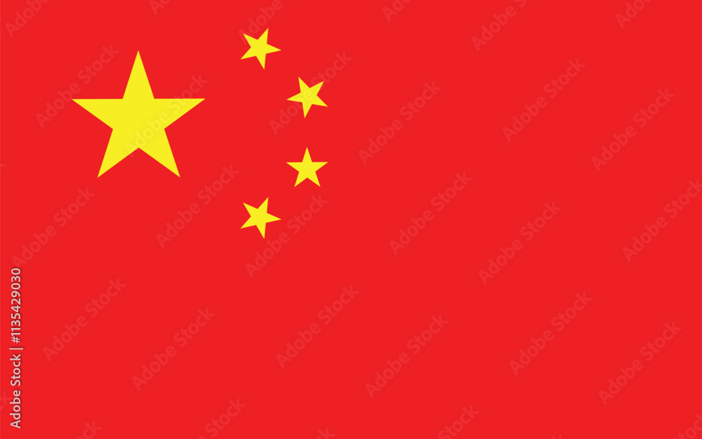 Flag of China. China official flag, The national flag of the People's Republic of China. Chinese national flag. Correct proportions and colors. Vector illustration Flag of China. China official flag, The national flag of the People's Republic of China. Chinese national flag. Correct proportions and colors. Vector illustration