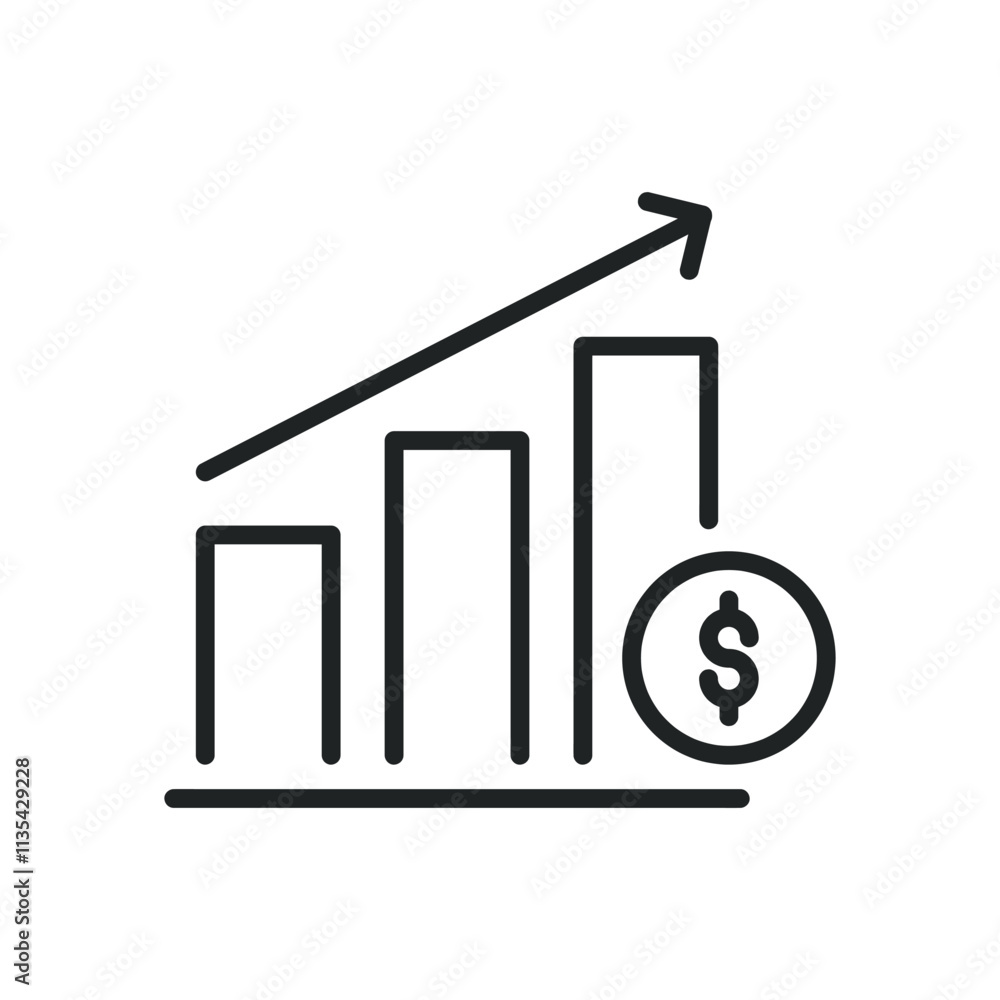 Financial growth thin line icons. Editable stroke and Perfect pixel on transparent background Financial growth thin line icons. Editable stroke and Perfect pixel on transparent background
