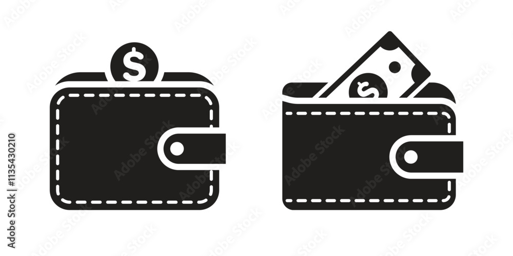Vector Wallet With Dollar Icon Symbols Vector Wallet With Dollar Icon Symbols