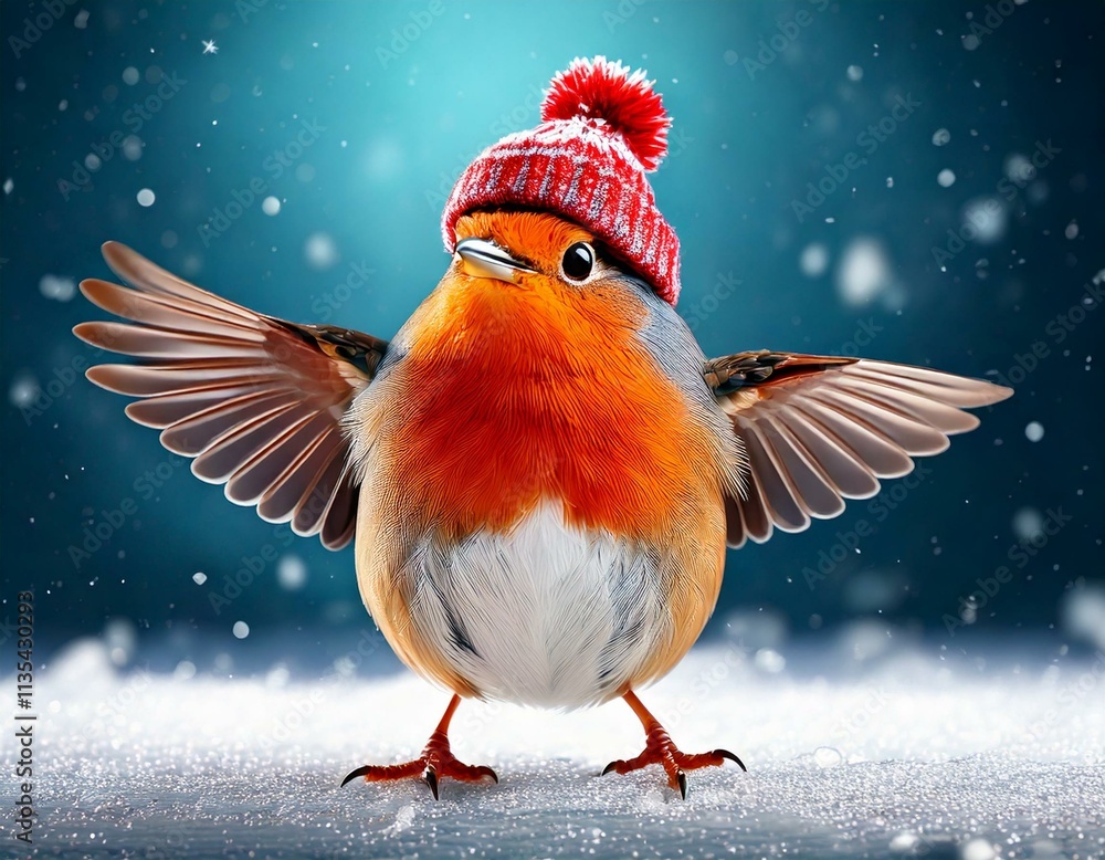 robin in the winter snow
