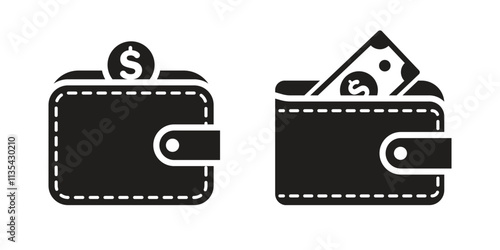 Vector Wallet With Dollar Icon Symbols