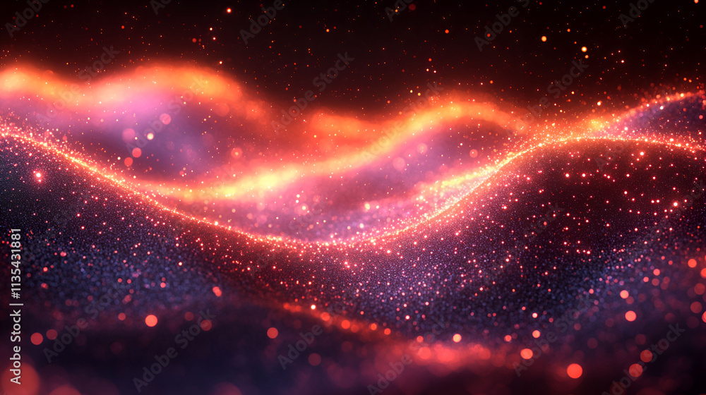 Abstract Red and Pink Glittering Particle Wave Abstract Red and Pink Glittering Particle Wave