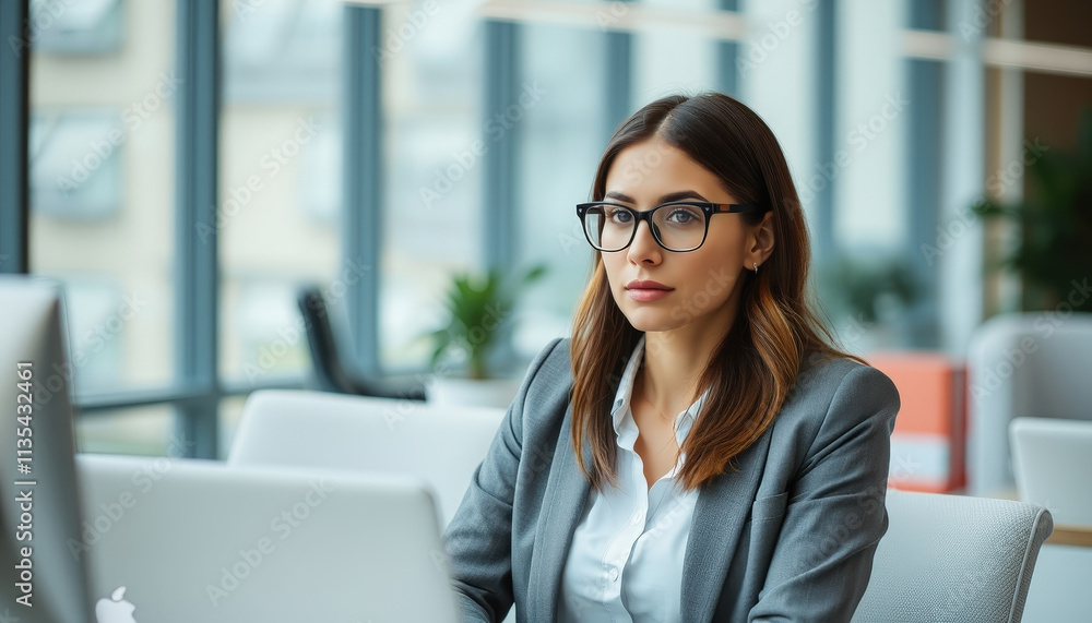 Focused Professional in a Modern Workspace A Stylish Individual Engaged in Work Surrounded by Natural Light and Contemporary Office Design. Focused Professional in a Modern Workspace A Stylish Individual Engaged in Work Surrounded by Natural Light and Contemporary Office Design.