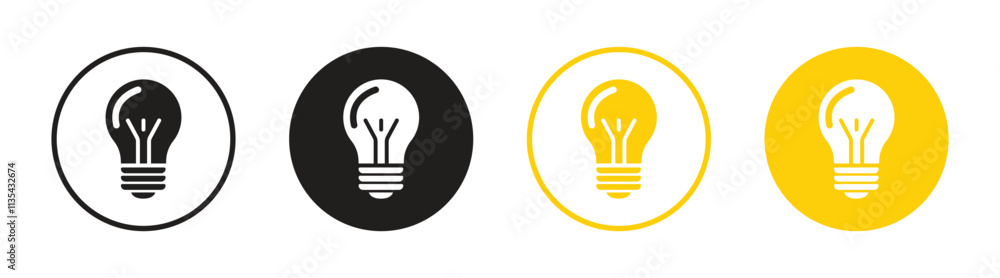 Vector Light Bulb Icon In Circles. Light Bulb Icon Set Vector Light Bulb Icon In Circles. Light Bulb Icon Set