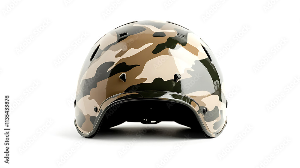 Fototapeta premium camouflage patterned helmet showcasing sleek design and durable material. Ideal for outdoor activities and sports enthusiasts