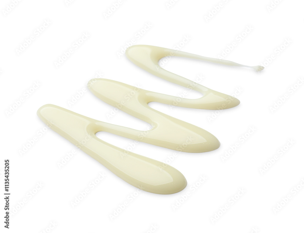 Spilled tasty condensed milk isolated on white Spilled tasty condensed milk isolated on white