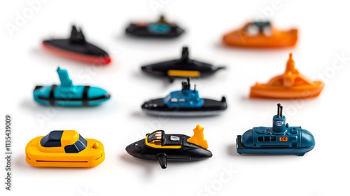 Wallpaper Mural Colorful toy submarines arranged in playful display, showcasing various designs and shapes Torontodigital.ca