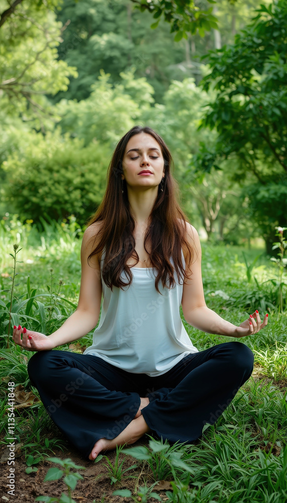 Serenity in Nature A Moment of Mindfulness Amidst Lush Greenery, Embracing Peace and Reflection. Serenity in Nature A Moment of Mindfulness Amidst Lush Greenery, Embracing Peace and Reflection.
