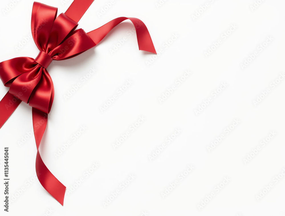 Elegant Red Bow on White Background Elegant Red Bow on White Background
