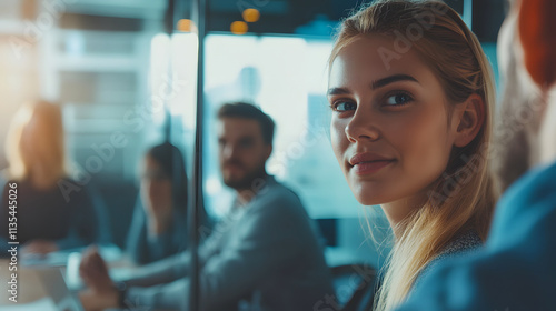 Wallpaper Mural Close-up of young people engaged in a business meeting in an office. Torontodigital.ca