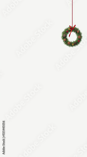 Minimalist Christmas Wreath on White Background