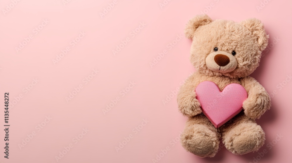 Teddy bear with heart gift box on pink background for valentine s day greeting and design Teddy bear with heart gift box on pink background for valentine s day greeting and design