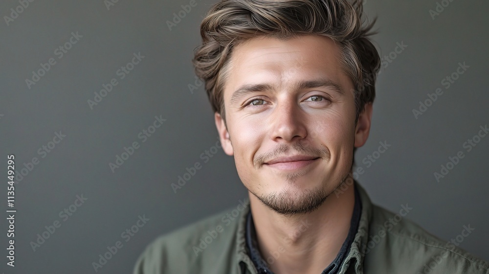Young Handsome Man Smiling in Close-Up Portrait with Natural Light Young Handsome Man Smiling in Close-Up Portrait with Natural Light