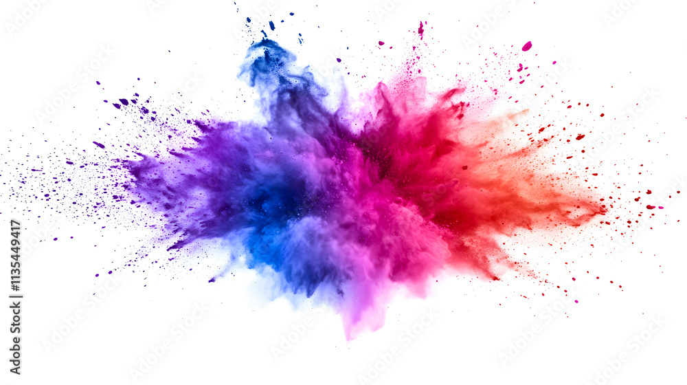 An explosion of colored powder against a white background, creating a vibrant abstract effect. An explosion of colored powder against a white background, creating a vibrant abstract effect.