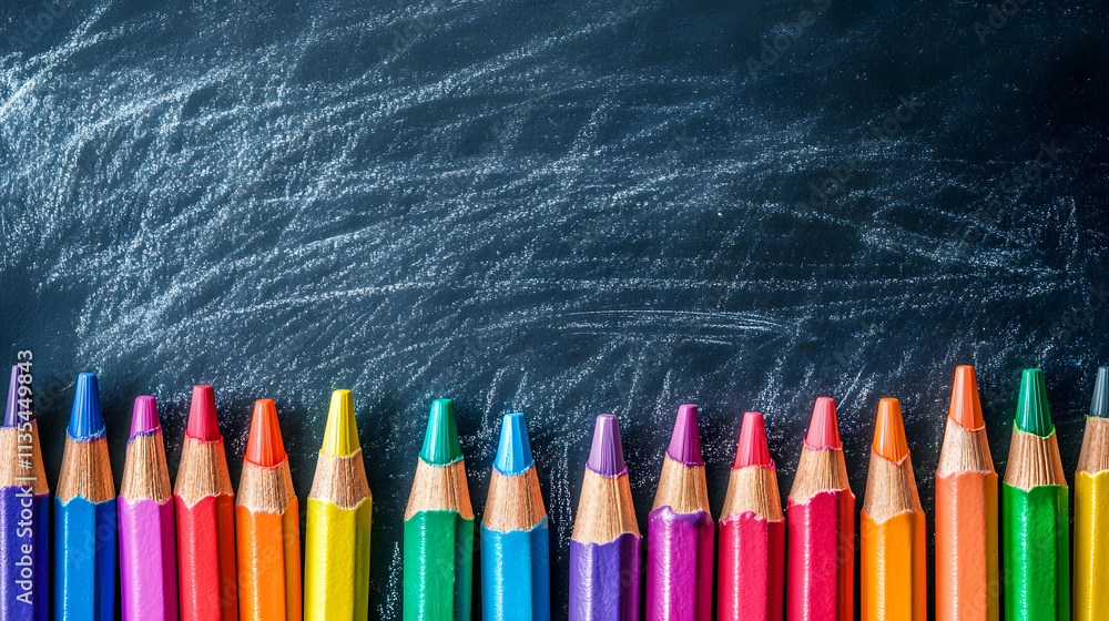 Colorful crayons create a Colorful crayons create a
